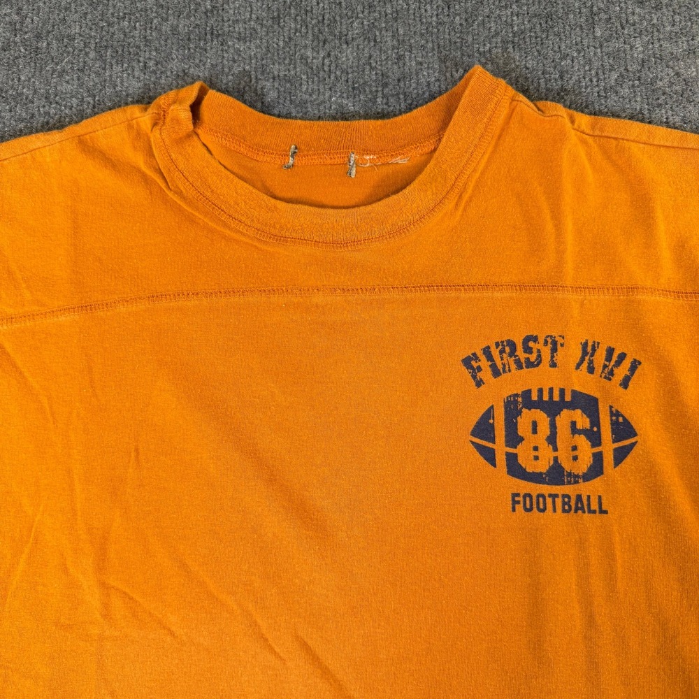 Seven Days Mens Orange First XVI Football 86 T-Shirt Raw Hem Size XL #4044